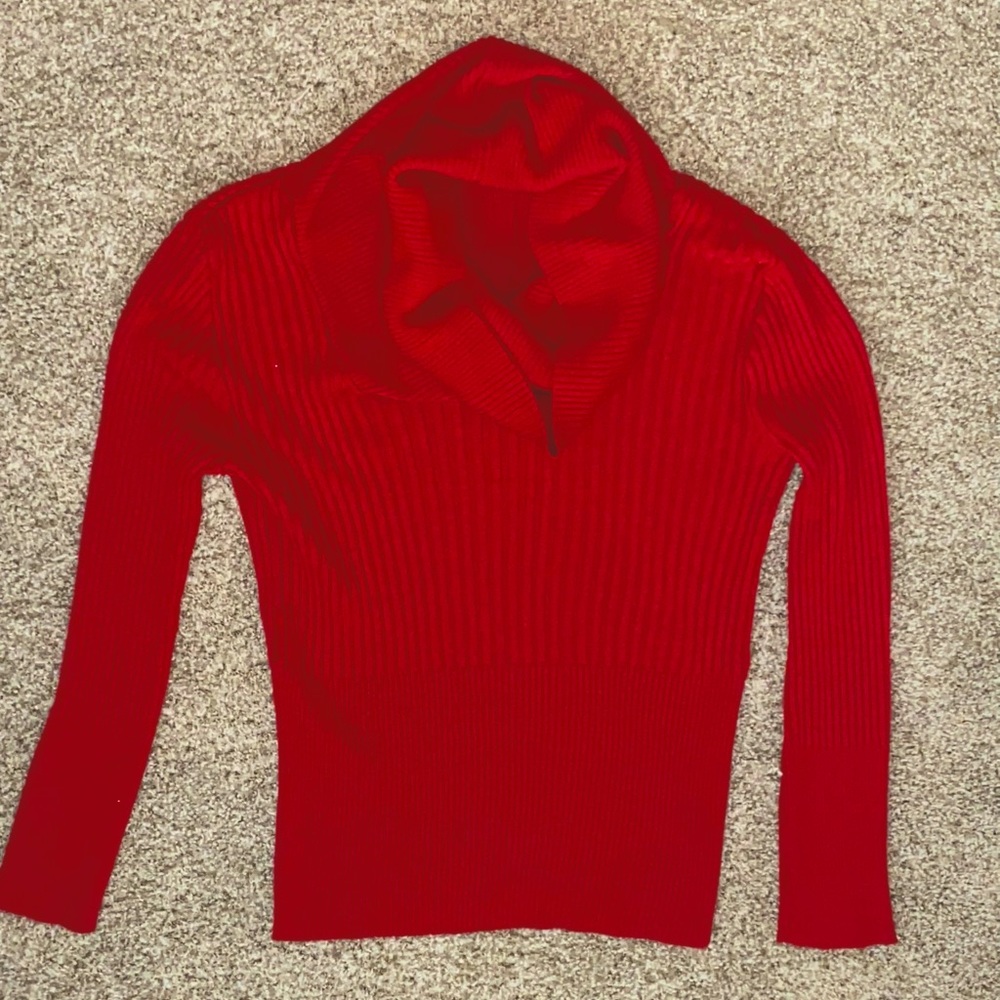 Red Turtle Cowl Neck Sweater